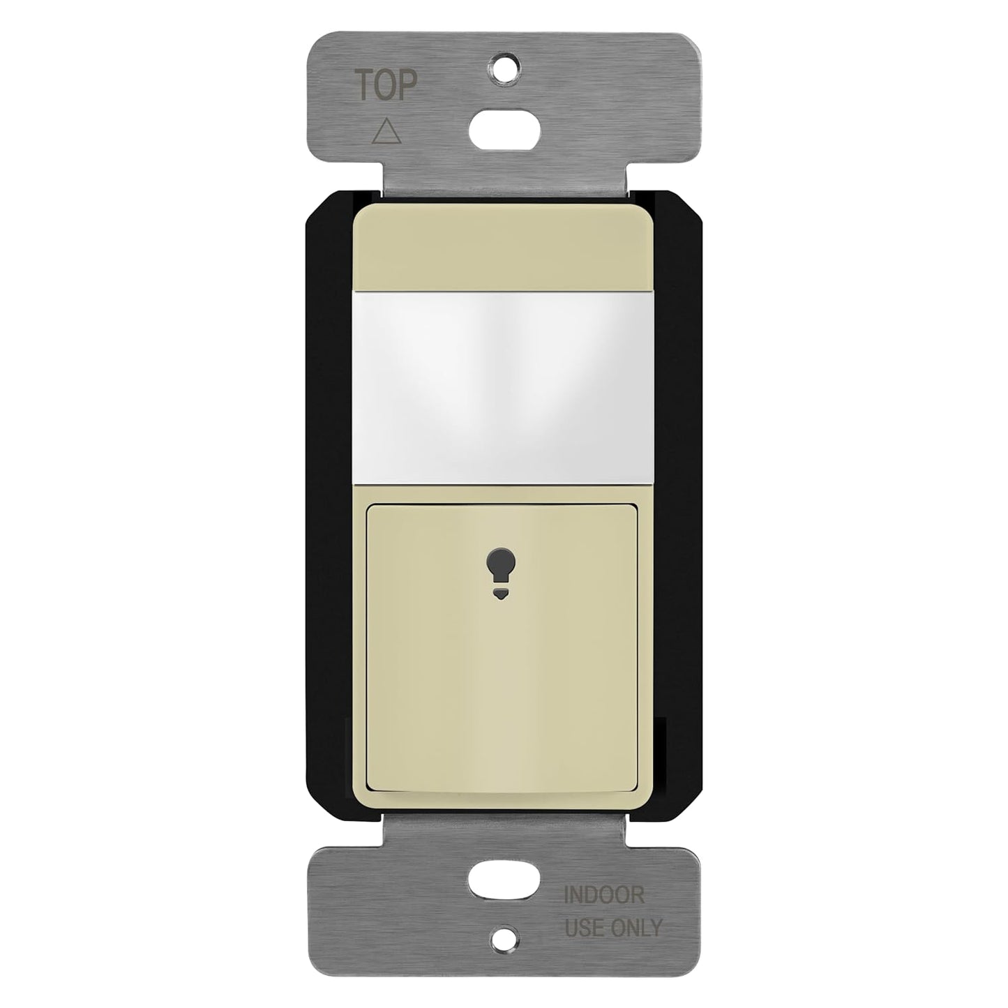 TOPGREENER PIR Motion Sensor Switch, Ambient Light Level Detector, No Neutral Required, 150W LED/CFL, 1/6 HP, Occupancy Vacancy Modes, Ground Wire Required, Single Pole, TDOS5-JM, Ivory