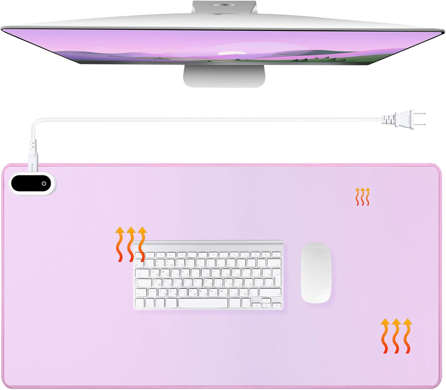Konohan Heated Large Desk Mat PU Leather Warm Mouse Pad with 5 Heating Level & 4 Hour Auto Shut-Off Heating Keyboard Pad Warmer Gaming Mice Mat Only Supports 110v(Purple Color,23.6"x 14.2")