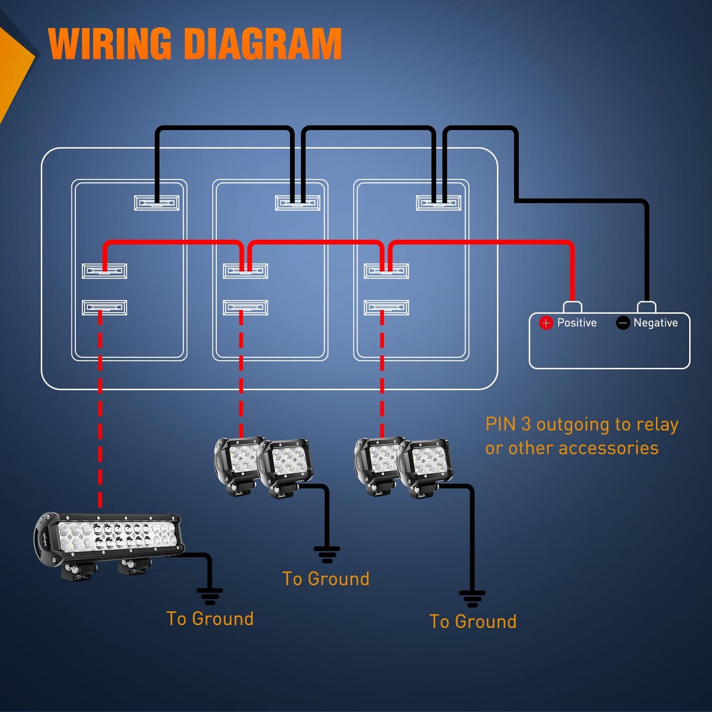 Nilight 8 Gang Rocker Switch Panel 3 Pin On Off Pre-Wired Blue LED Waterproof Aluminum with DIY Stickers for 12V 24V Automotive Cars Marine Boats UTV Truck Jeeps