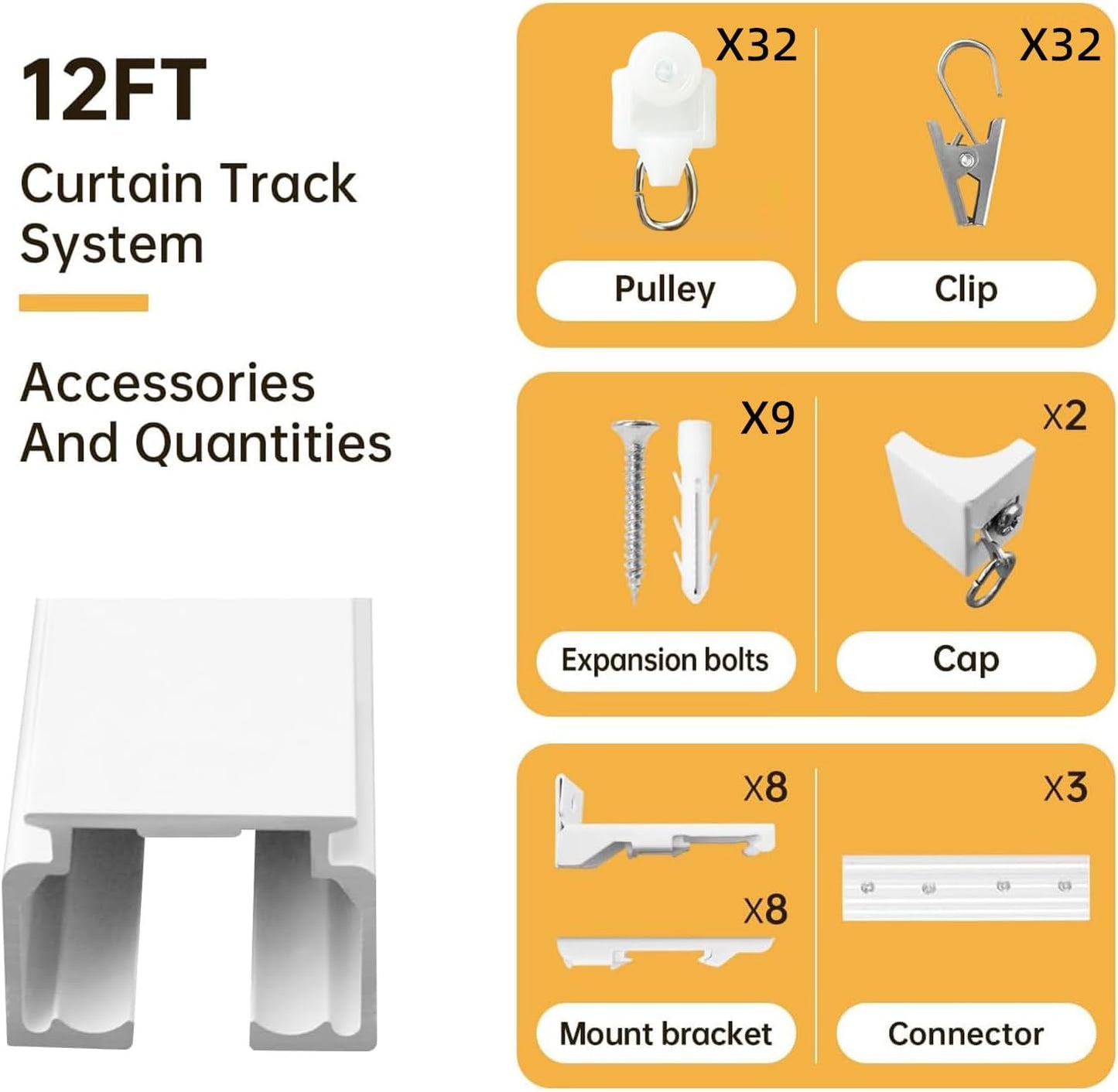 Curtain Tracks Ceiling Wall Mounted Heavy-Duty Curtains Rails Room Divider Curtain Track for Living Room Bedroom Room Shower Divider White 3ft To 12 ft
