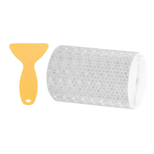 PATIKIL 4 Inch x 33 ft Reflective Tape, 1 Roll Waterproof Self Adhesive High Visibility Caution Warning Safety Tape Reflector with Scraper for Trucks Trailers Cars, White