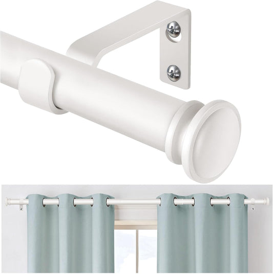 TONIAL Curtain Rod 32 to 86 Inch, Telescoping Splicing 3/4 Drapery Rods for Windows Decorative Single Rod with Small Cap End, Warm White