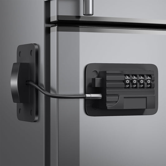 Upgraded Combination Fridge Lock for Child Safety, Keyless Refrigerator & Freezer Lock with Code for Kids, Black