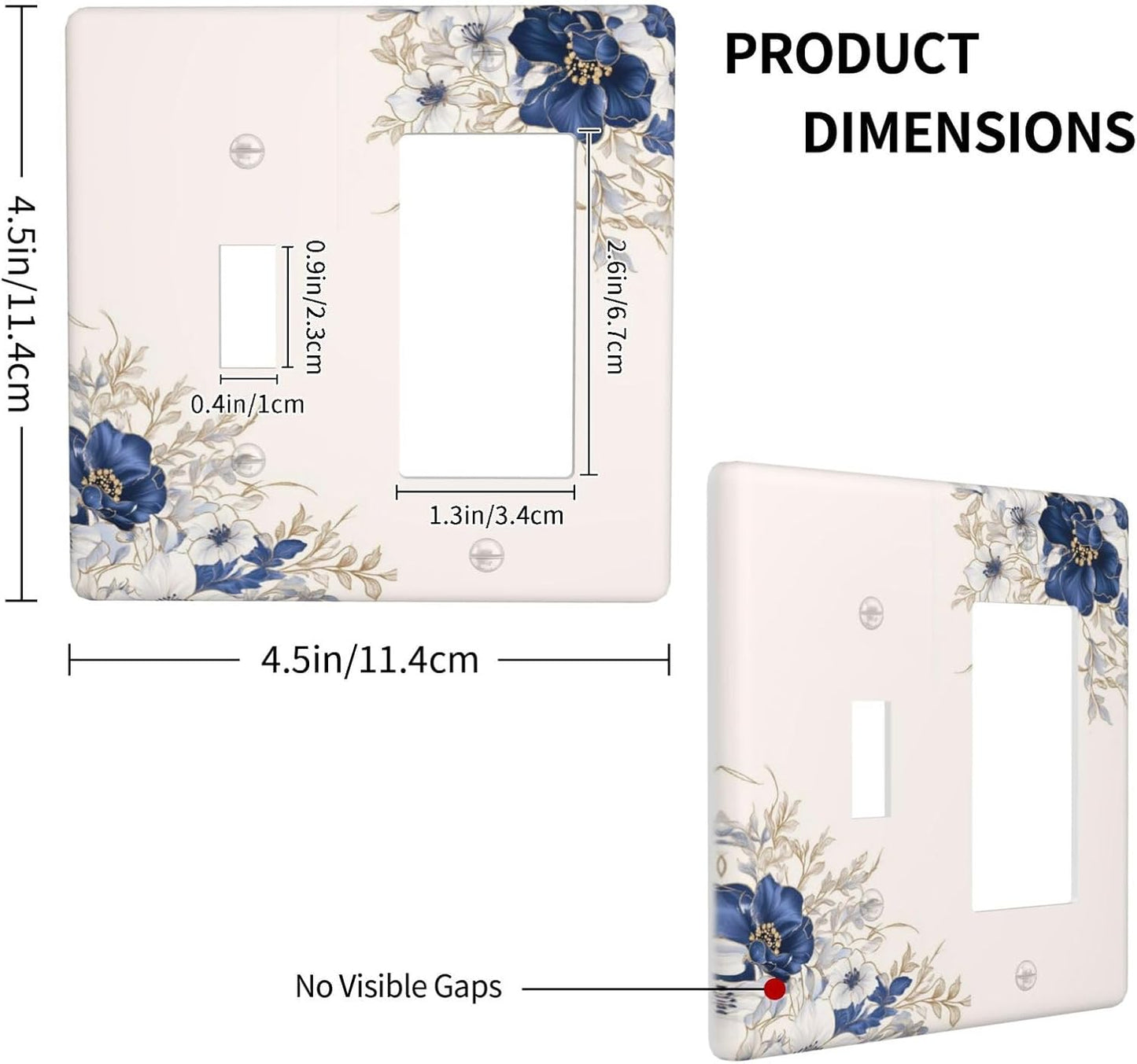 Decorative Outlet Covers Rustic Blue White Flowers Floral Penoy 2 Gang 1 Gang Wall Plate Cover Single Toggle Rocker Combo Light Switch Cover Plate Face Plate