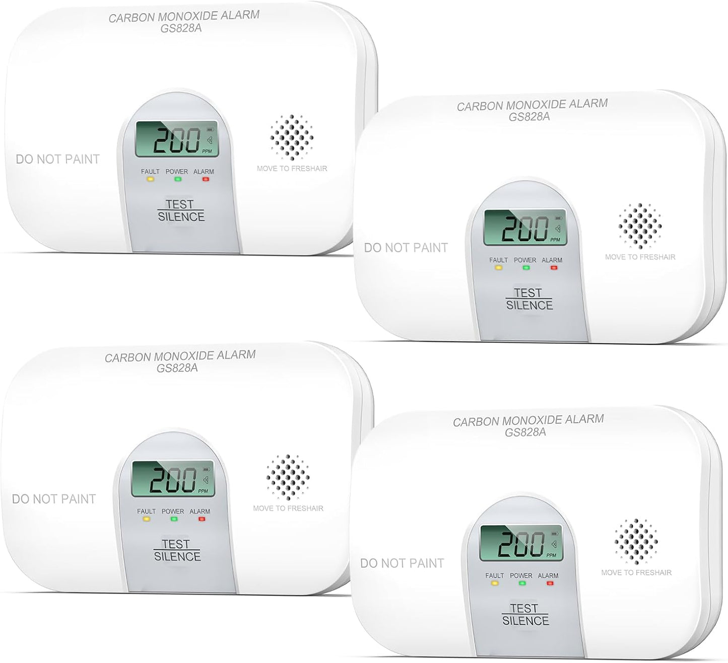 Siterwell Travel Carbon Monoxide Detector, 10 Year Product Life Carbon Monoxide Detectors with LCD Digital Display and Sound Warning, ETL Listed, Portable Carbon Monoxide Detector for Home, 4-Pack