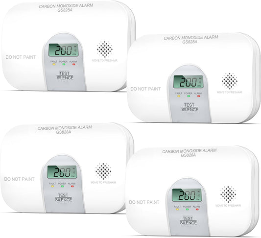 Siterwell Travel Carbon Monoxide Detector, 10 Year Product Life Carbon Monoxide Detectors with LCD Digital Display and Sound Warning, ETL Listed, Portable Carbon Monoxide Detector for Home, 4-Pack