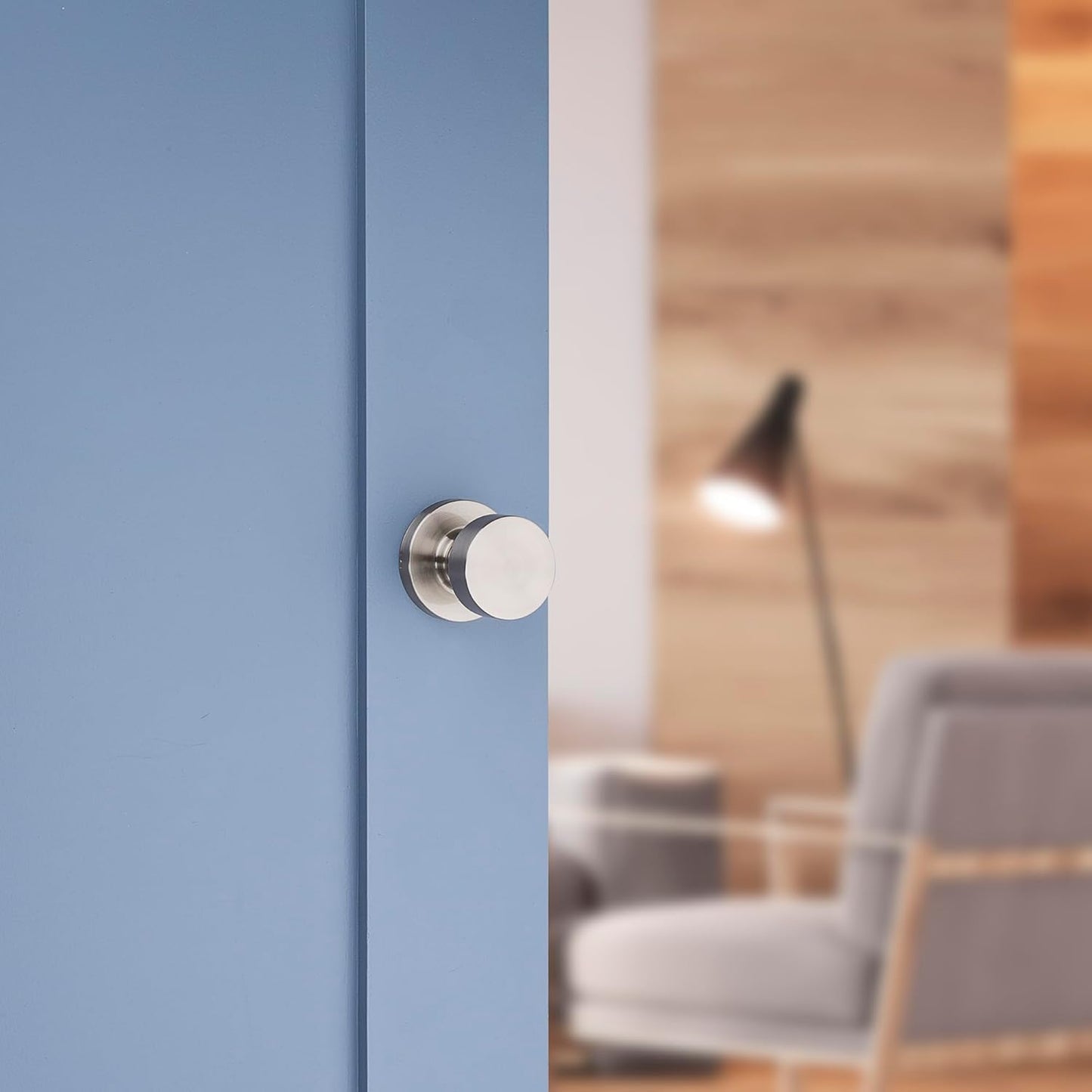 Kwikset Pismo Door Knob Set, 6 Pack with 3 Non-Locking Passage and 3 Locking Keyless Privacy Handles, with Round Rose, Featuring Microban Protection in Satin Nickel