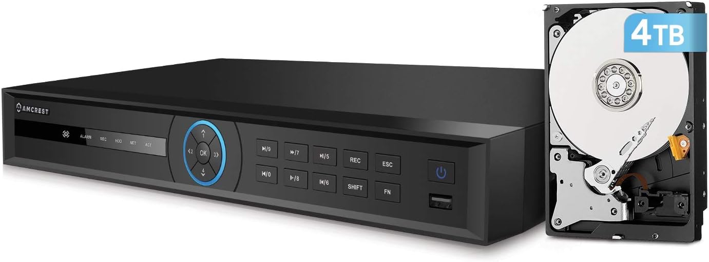 Amcrest 4K NV4232-EI-4TB 32CH AI NVR, Smart NVR, Facial Recognition, Facial Detection & Vehicle Detection - Supports 32 x 4K IP Cameras, Pre-Installed 4TB HDD (No PoE Ports Included)