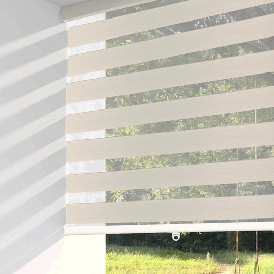 ShadesU Cordless Zebra Blinds – Light Filtering Dual-Layer Window Shades for Privacy (Cream Color) (Maximum Height 72") (Width 66")