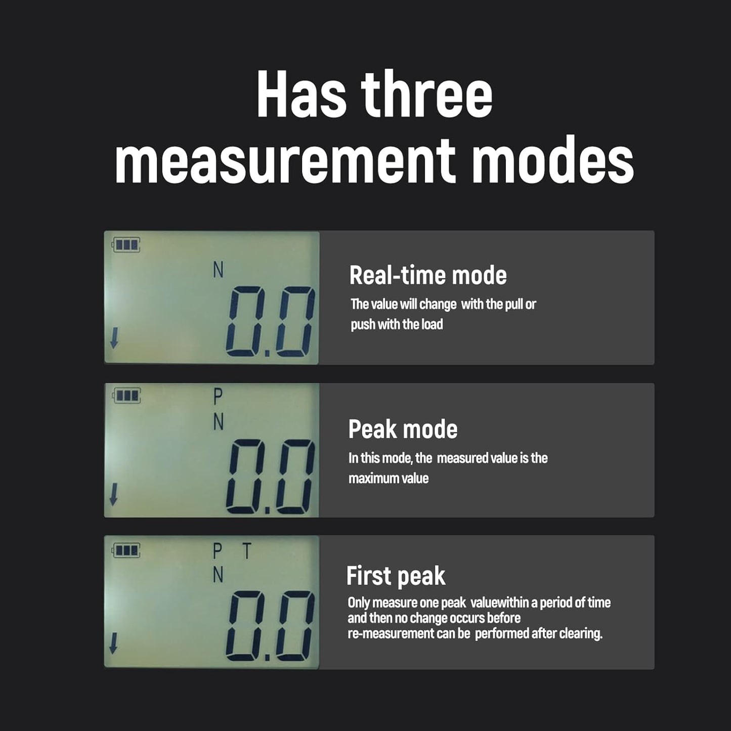 500N Digital Force Gauge Push and Pull Tester Meter with 4 Measurement Units N Kg Lb Oz, Automatic Backlight, Buzzer Alarm Function,1% Accuracy
