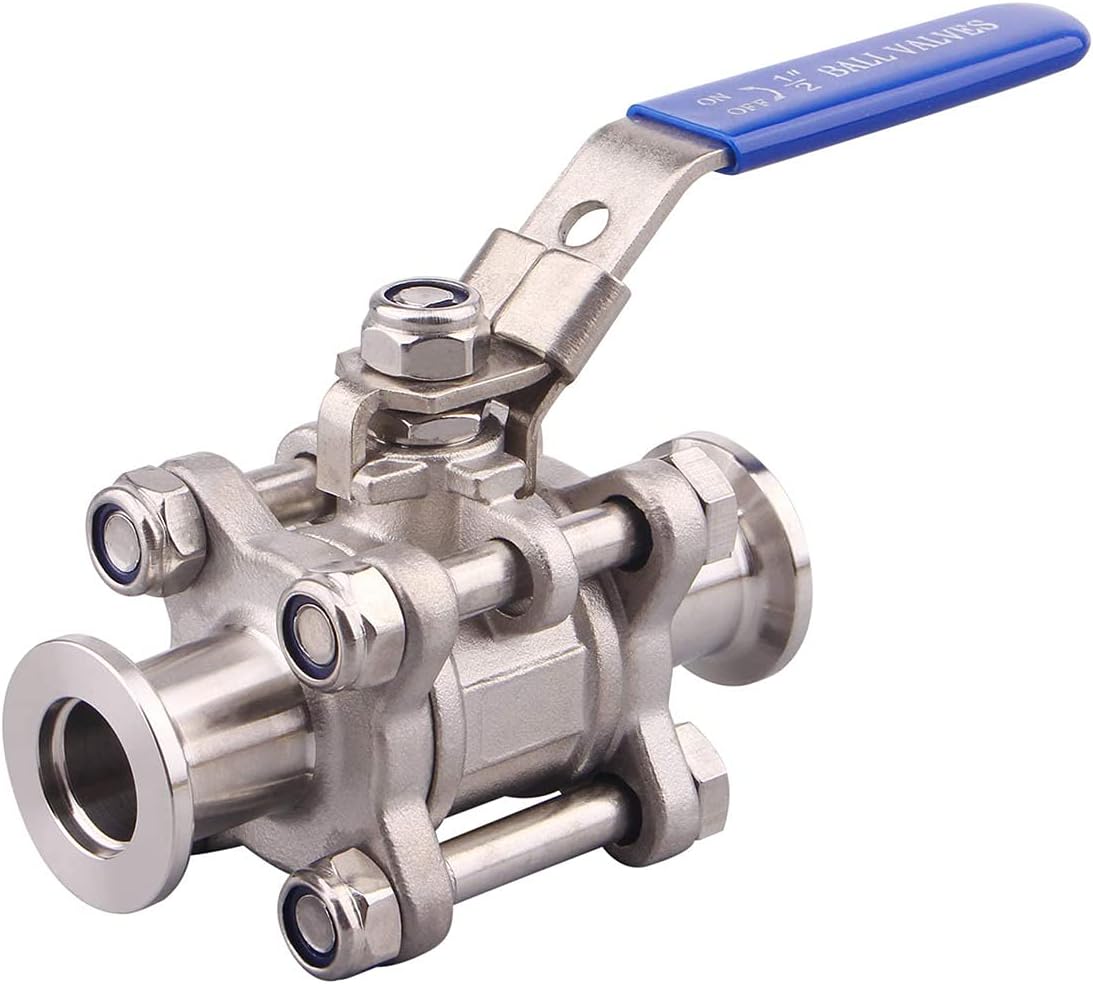 SHERICH Vacuum KF40 Ball Valve 304 Stainless Steel Clamp High Vacuum Fast Ball Valve Blue Handle With Locking Device (KF40)