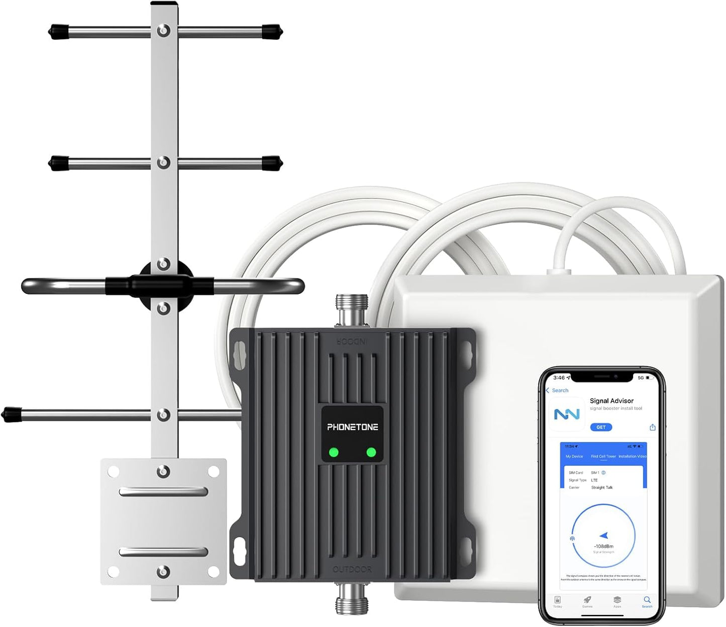 Cell Phone Signal Booster for Verizon and AT&T | Up to 4,500 Sq Ft | Boost 4G LTE 5G Signal on Band 12/13/17 | 65dB Dual Band Cellular Repeater with High Gain Antennas | FCC Approved