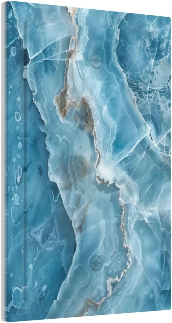 Decorative Light Switch Cover Plate Abstract Watercolor Blue Marble Texture 1 Gang No Device Single Blank Outlet Covers Wall Plates for Electrical Outlets Faceplate for Bedroom Home Decor