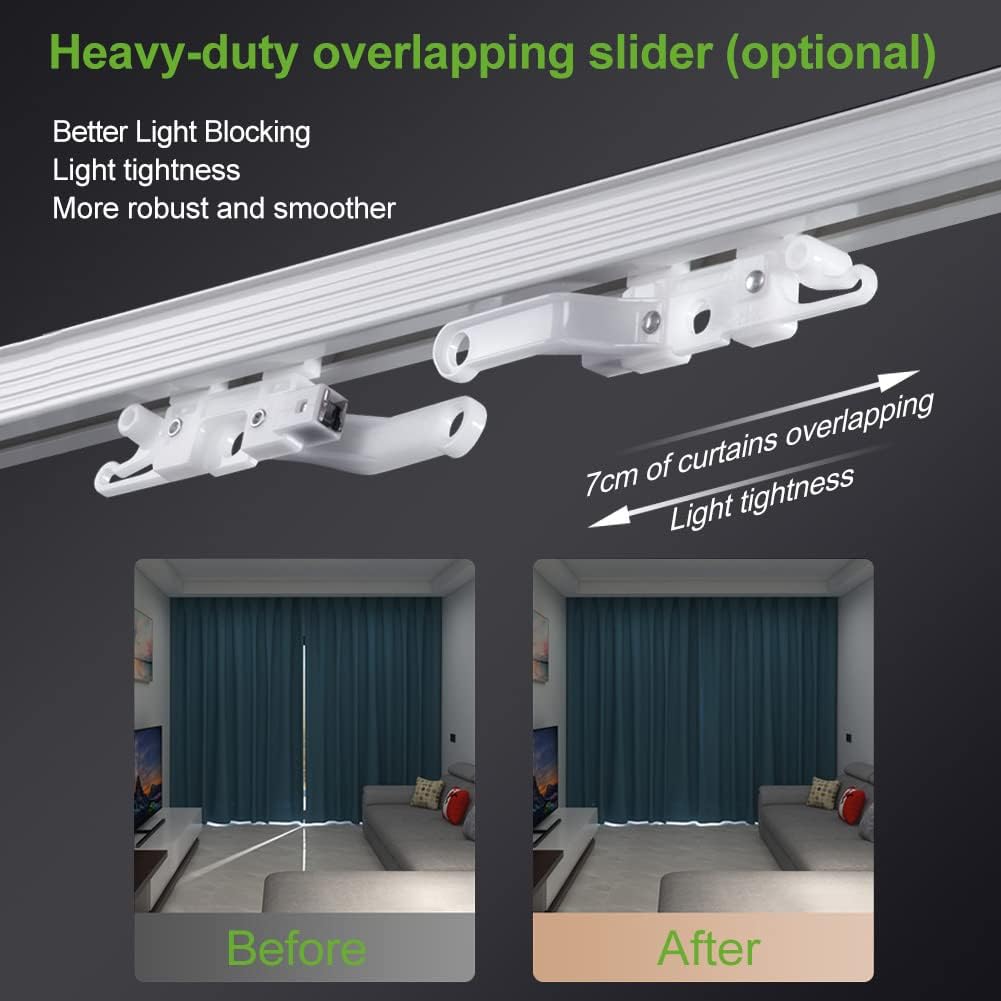 ZSHINE Curtain Conjoined Double Track Customize Length Ceiling or Wall Mounting Heavy-Duty Curtain Rails for Living Room Bedroom Room Divider(white)…