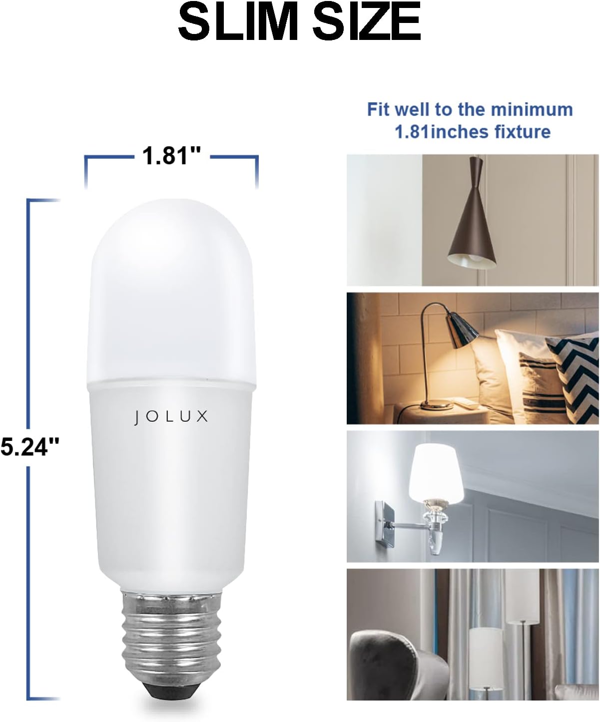 Jolux led Stick Lights for Enclosed Fixture,Led bulbs100 Watt Equivalent,5000K Daylight,1500 LM,E26 Medium Screw Base,High Lumen Light Bulb,Non-Dimmable, 6 Count (Pack of 1)………