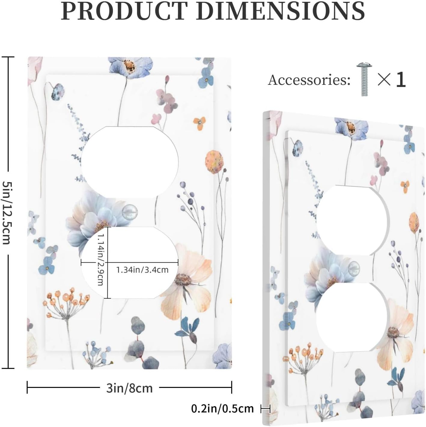 Wildflowers Plant Leaves Floral Berry Outlet Covers 1 Gang Duplex Light Switch Cover Decorative Switch Plates Electrical Receptacle Faceplate Wall Plate for Bed Room Living Room Decor