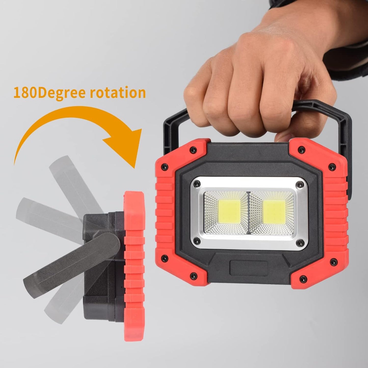 OTYTY LED Work Light 2-Pack, 30W 1500LM Portable Rechargeable Flood Lights with Magnetic Base, 4200mAh Battery for Outdoor, Camping, Hiking, Emergency, Car Repairing, Job Site Lighting (W840 Red)