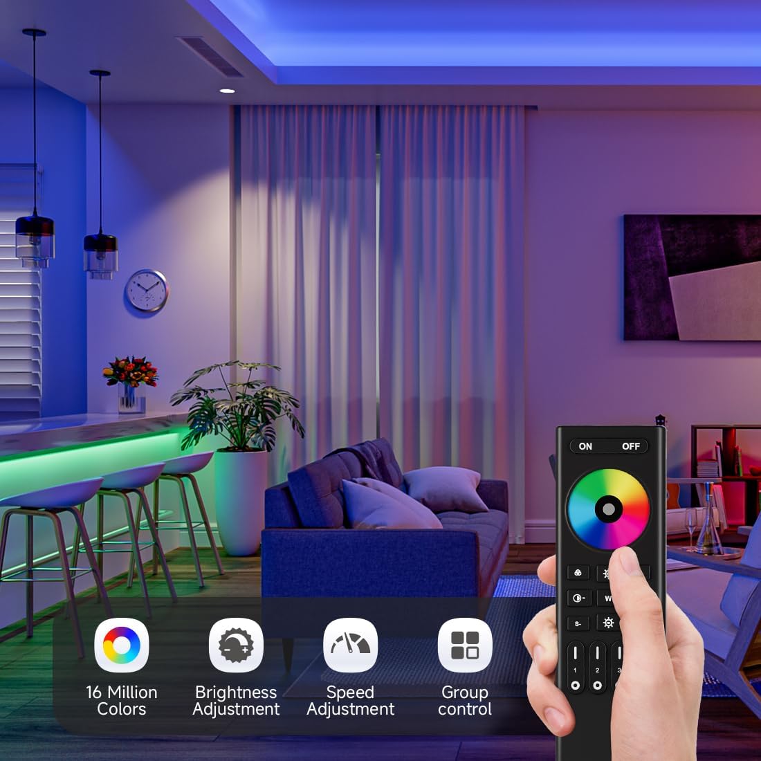 COB RGB RF 2.4GHz Wireless Remote RC03RFB & C03RF Tuya Controller Kit, 4 Zones Group Control PWM RGB (+ R G B) 4pin LED Strip Controller DC5V DC12V DC24V Max 12A