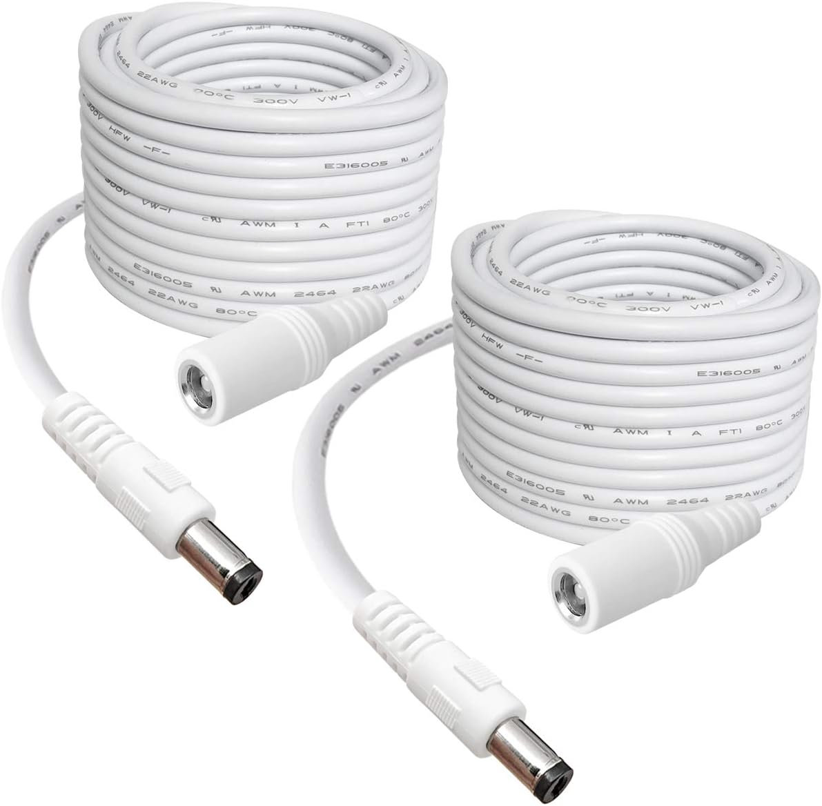 SIOCEN 2-Pack 10FT DC Power Extension Cable,5.5mm x 2.1mm Extension Cord,12v Extension Cord for Security Camera CCTV IP,Router,LED Strip,5V 9V 24V 12 Volt Male to Female Plug Supply Adapter Power Cord