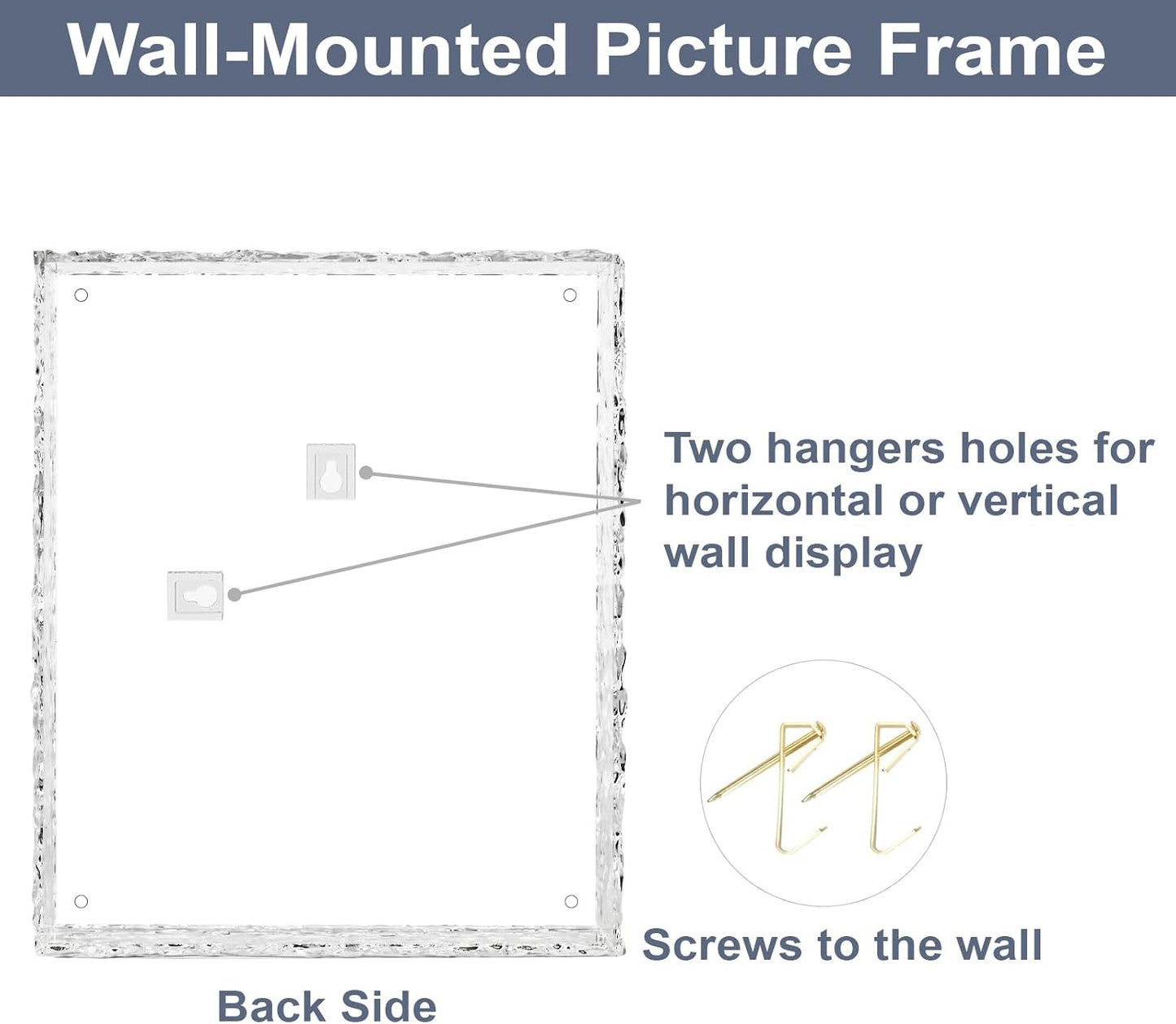 8x10 Picture Frames, Refined Crystal-Clear Acrylic Photo Frame, Wall & Tabletop Display Frames, Modern Floating Style for Home Office Decoration, Transparent (1 Pack)