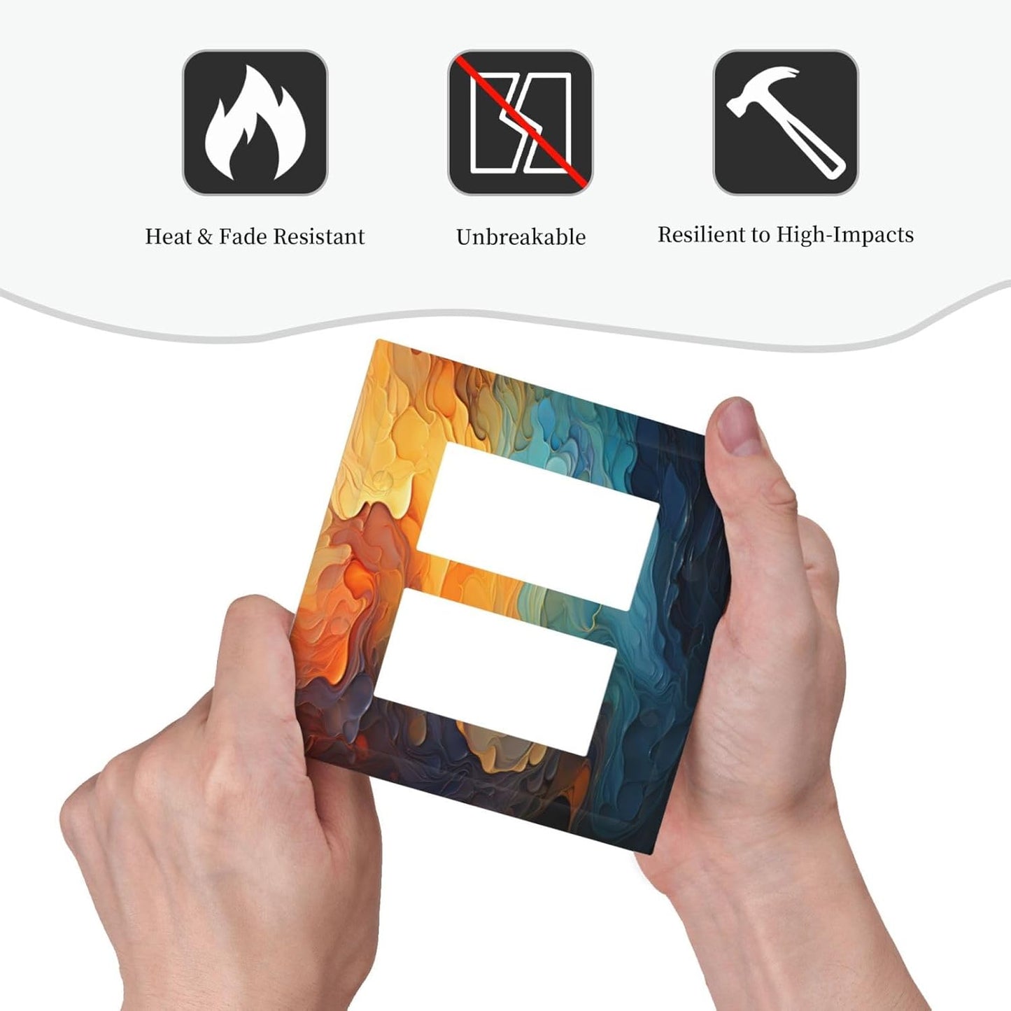 Abstract Colorful Modern Luxury Rainbow Outlet Covers Light Switch Cover Plate 2 Gang Double Rocker Wall Plates Decorative Switch Plates Plug Cover Electrical GFCI Receptacle Cover for Home 4.9 X 5 IN