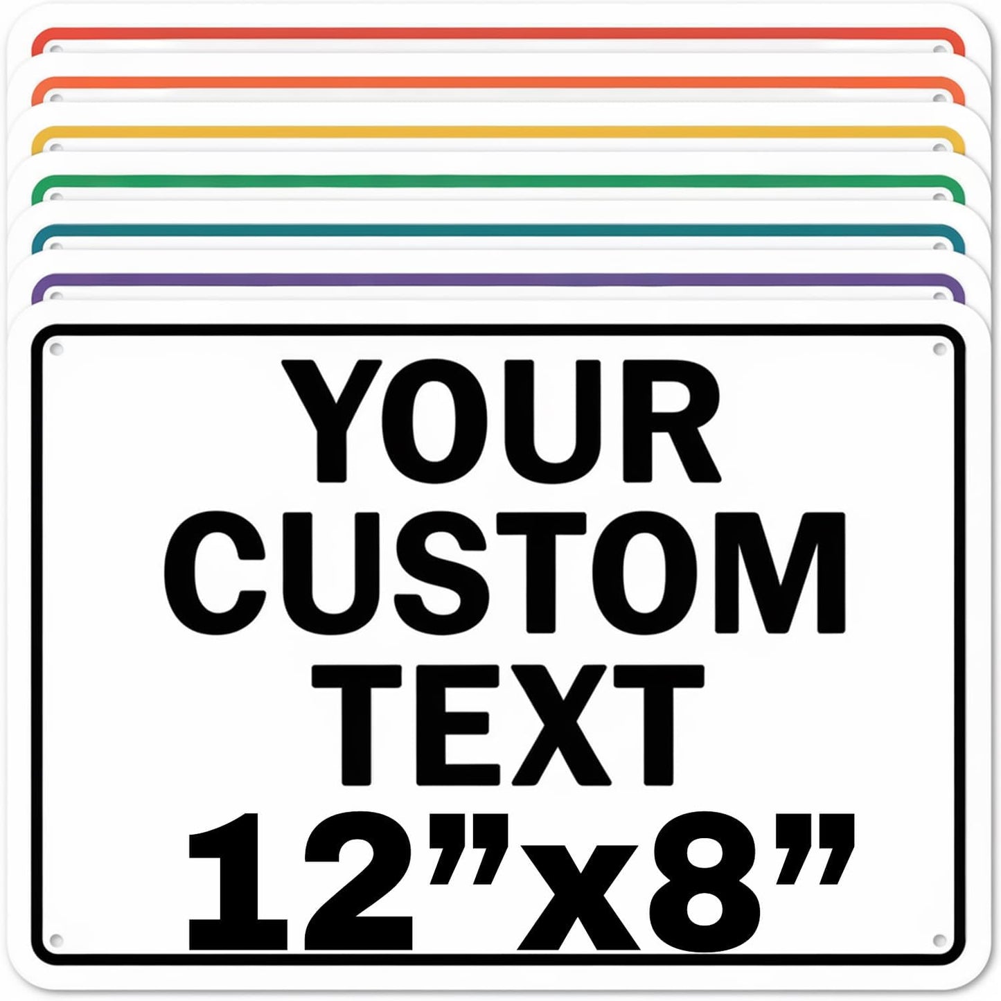 Custom Aluminum Signs – Personalized Weatherproof Metal Signs for Indoor & Outdoor Use – Multiple Sizes – Add Text/Logo – Optional Reflective & Double-Sided Printing – for Home, Business, Hazard, Garden, Door & Commercial Use (Rectangle 2, 12x8inch)
