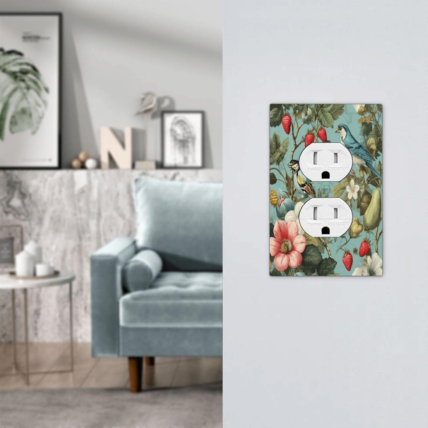 William Morris Flower Duplex Outlet Wall Plate Cover Decorative Light Switch Covers Electrical Faceplate Switch Plates for Bathroom Kitchen Home