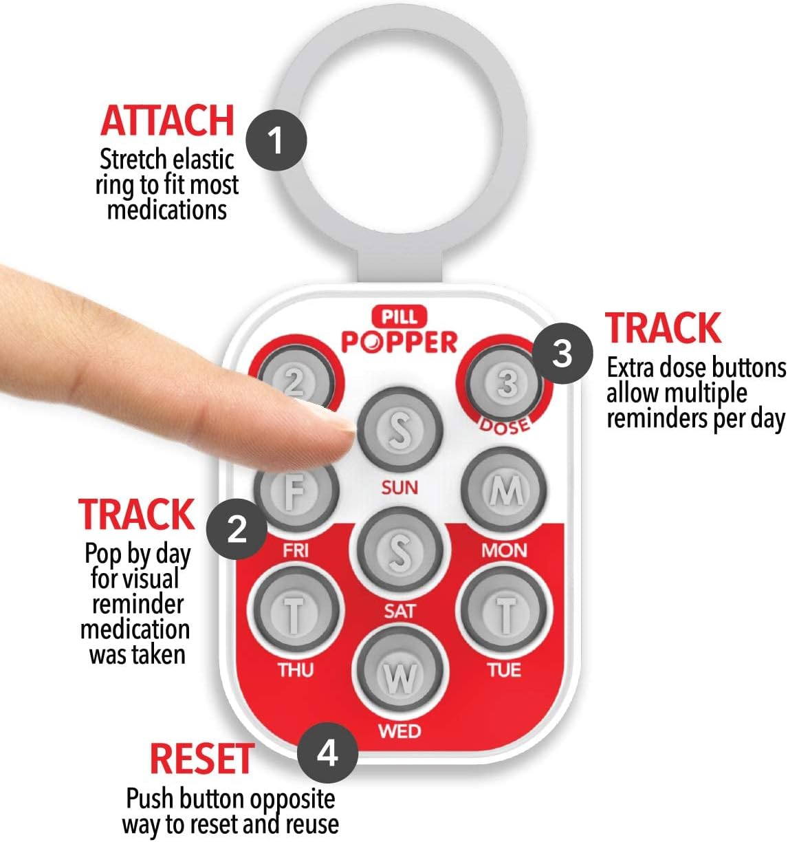 Pill Popper - Memory Aid Medication Dose Tracker (2 Pack)
