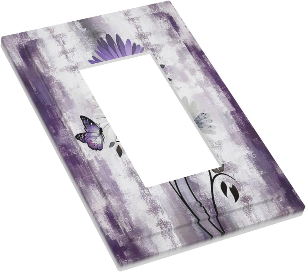Outlet Covers Purple Daisy White Floral Butterfly Flowers 1 Gang Wall Plates Single Rocker Light Switch Covers Decorative Switch Plates Electrical GFCI Panel Covers for Home Office Decor 5 X 3 IN