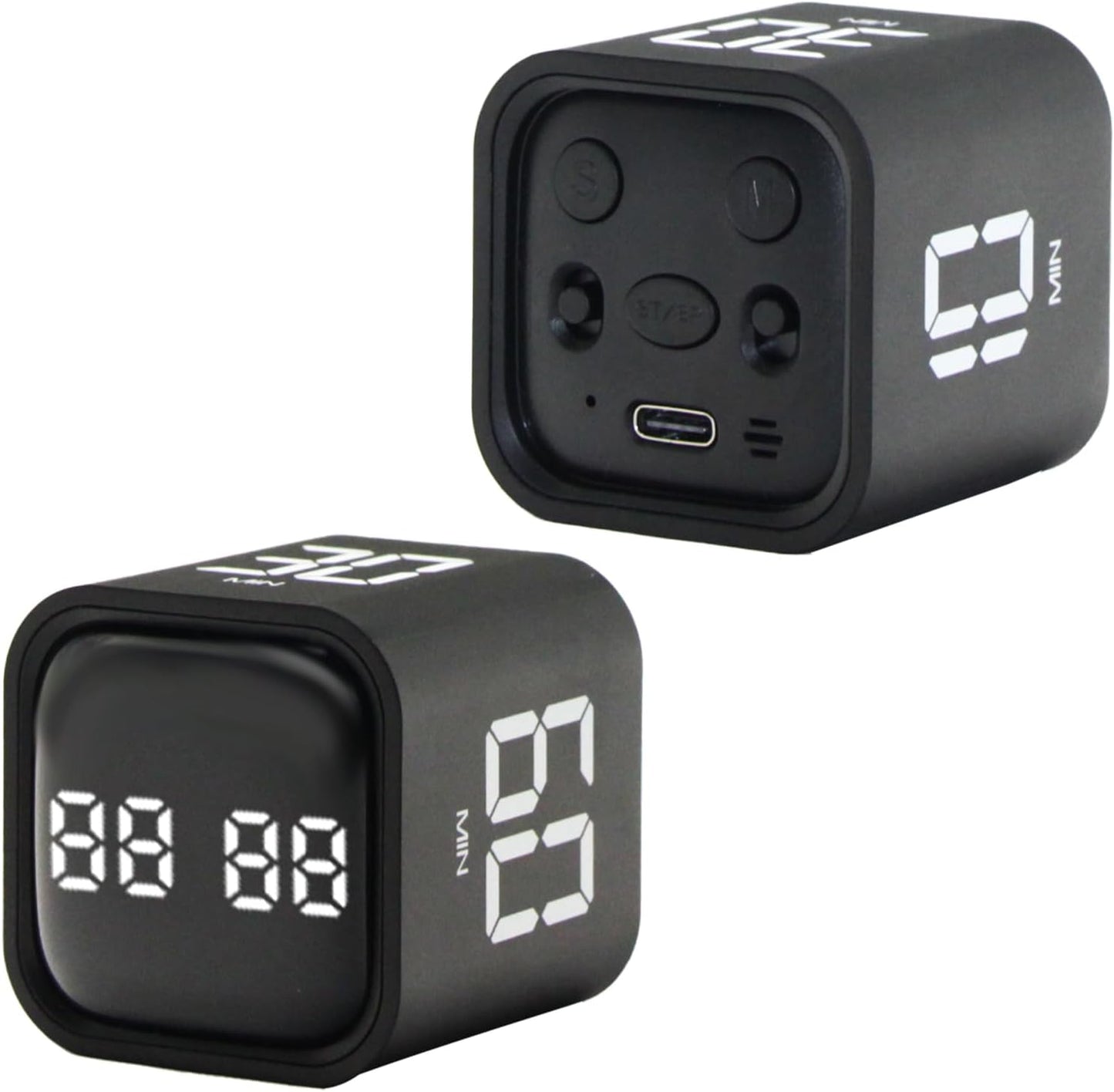 Productivity Timer Flip Gravity Sensor Cube Timer Countdown & Countup,Mute & Vibrate & Sound，5/10/30/60min & Custom Timing, Perfect for ADHD,Work,Learning,Kitchen Cooking (2 Black)