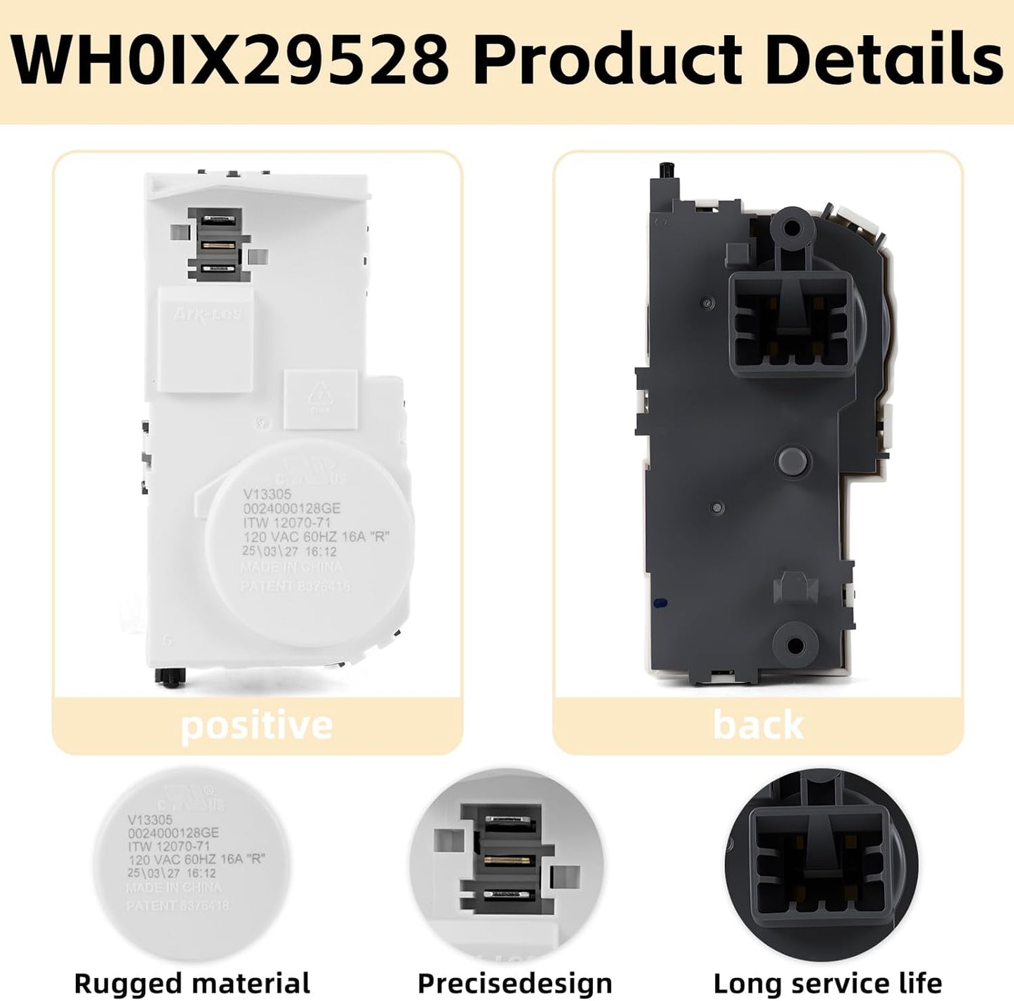 WH01X29528 Upgraded Washer Door Lock (OEM) Compatible with G.E Washing Machine,Replacement for AP6985313,EAP12749276,4958749,PS12749276,PD00060769.