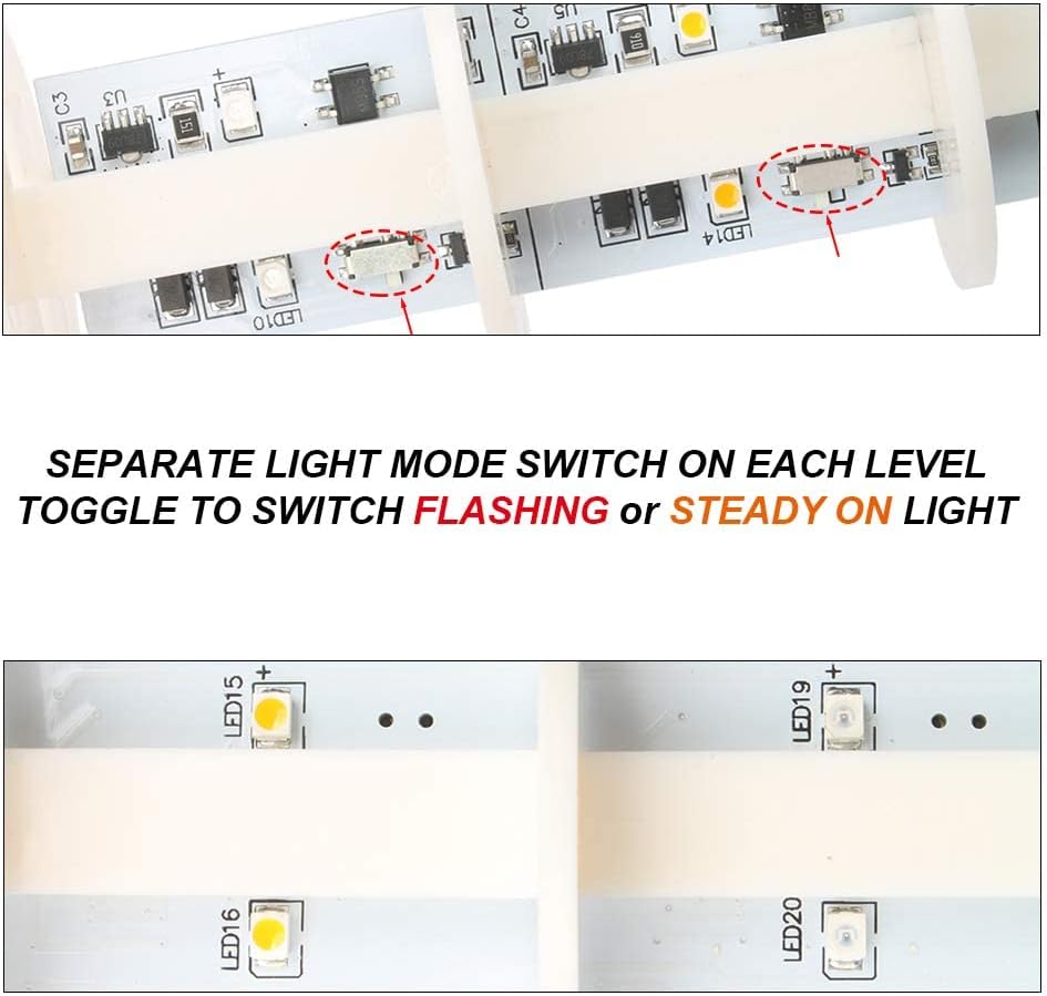Industrial Signal Tower - Stack Lights, Warning Lights with Rotatable Base, Steady/Flash Switch, 110V/220V AC (1-Layer, No Buzzer)
