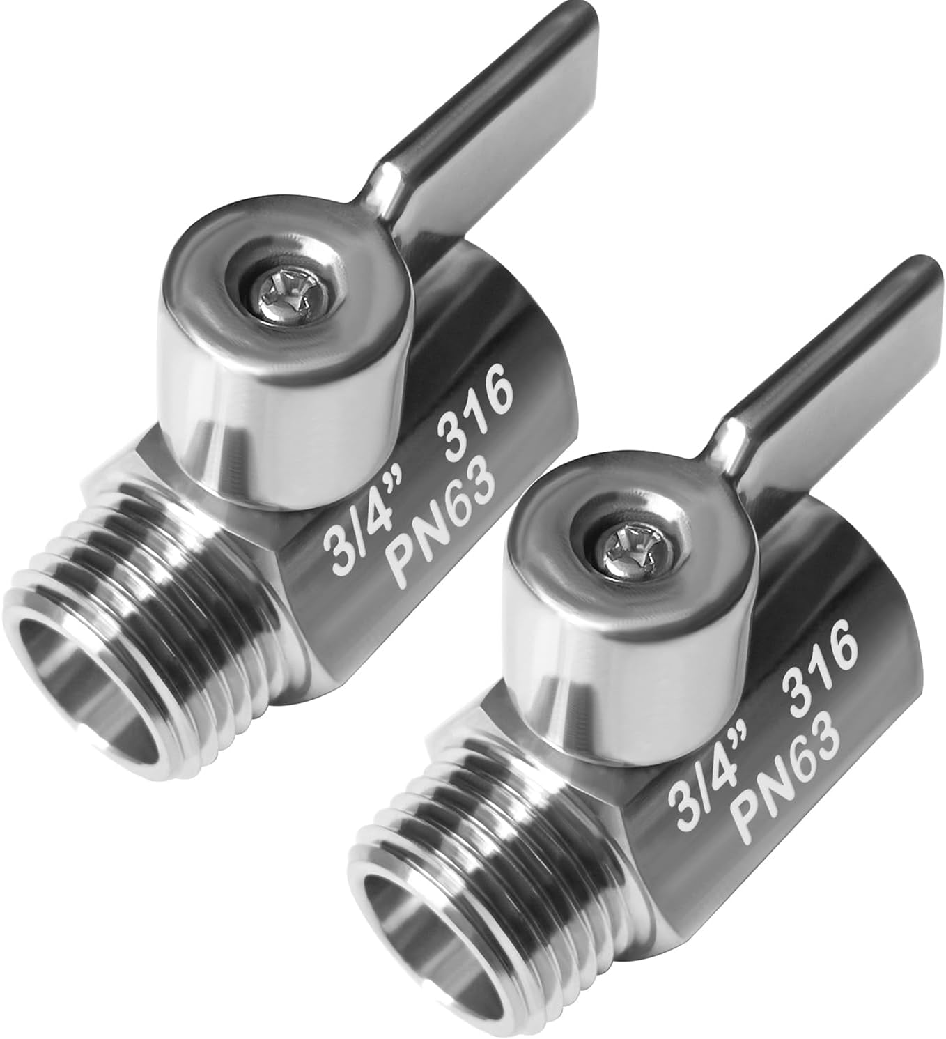 Beduan Mini Ball Valve Stainless Steel(316) 3/4" NPT Male x NPT Female Mini Ball Shutoff Valve(Pack of 2)