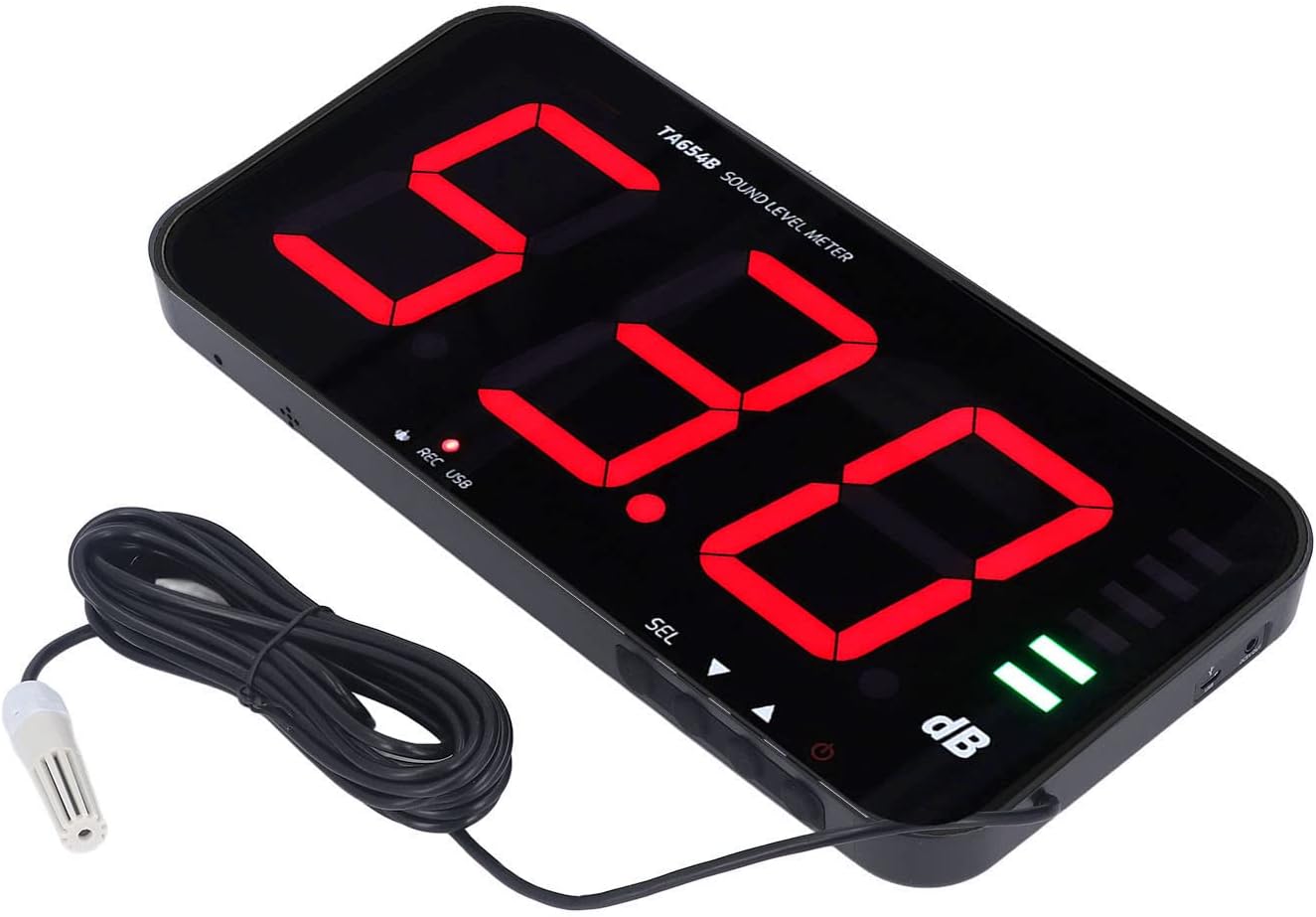 Pssopp 13in Screen Sound Level Meter, Digital Decibel Reader with Adjustable Brightness and Alarm Function, for Environmental Noise Monitoring