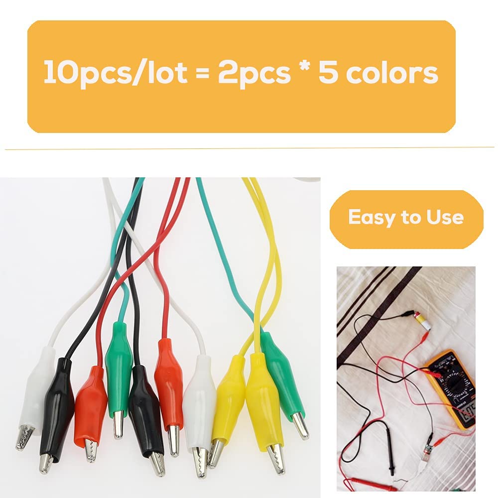 40PCS Premium Alligator Clips Electrical, Crocodile Cable, Test Leads with Test Probes, 5-Color Dual Ended Jumper Wires with Alligator Clip for Multimeter, Electric Experiments, Circuit Connection