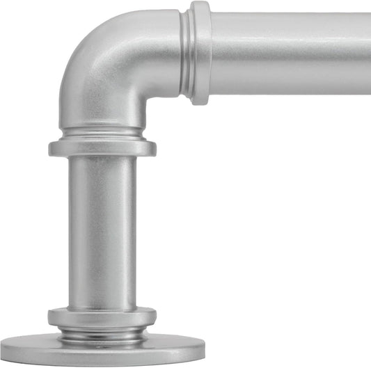 Silver Curtain Rods 18 to 45 in,Wraparound Curtain Rods,Adjustable Length,1 in Diameter Pipe,Wall or Ceiling Mounted,for Bedroom and Living Room (Silver 18” to 45”)