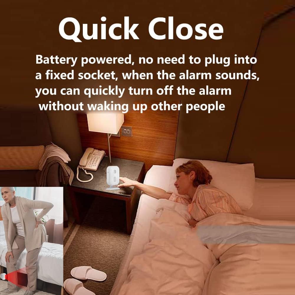 Evernary Bed Alarm and Fall Prevention for Elderly Adults, Wireless Motion Detector for Seniors Caregiver Motion Sensor Alarm Indoor for Dementia