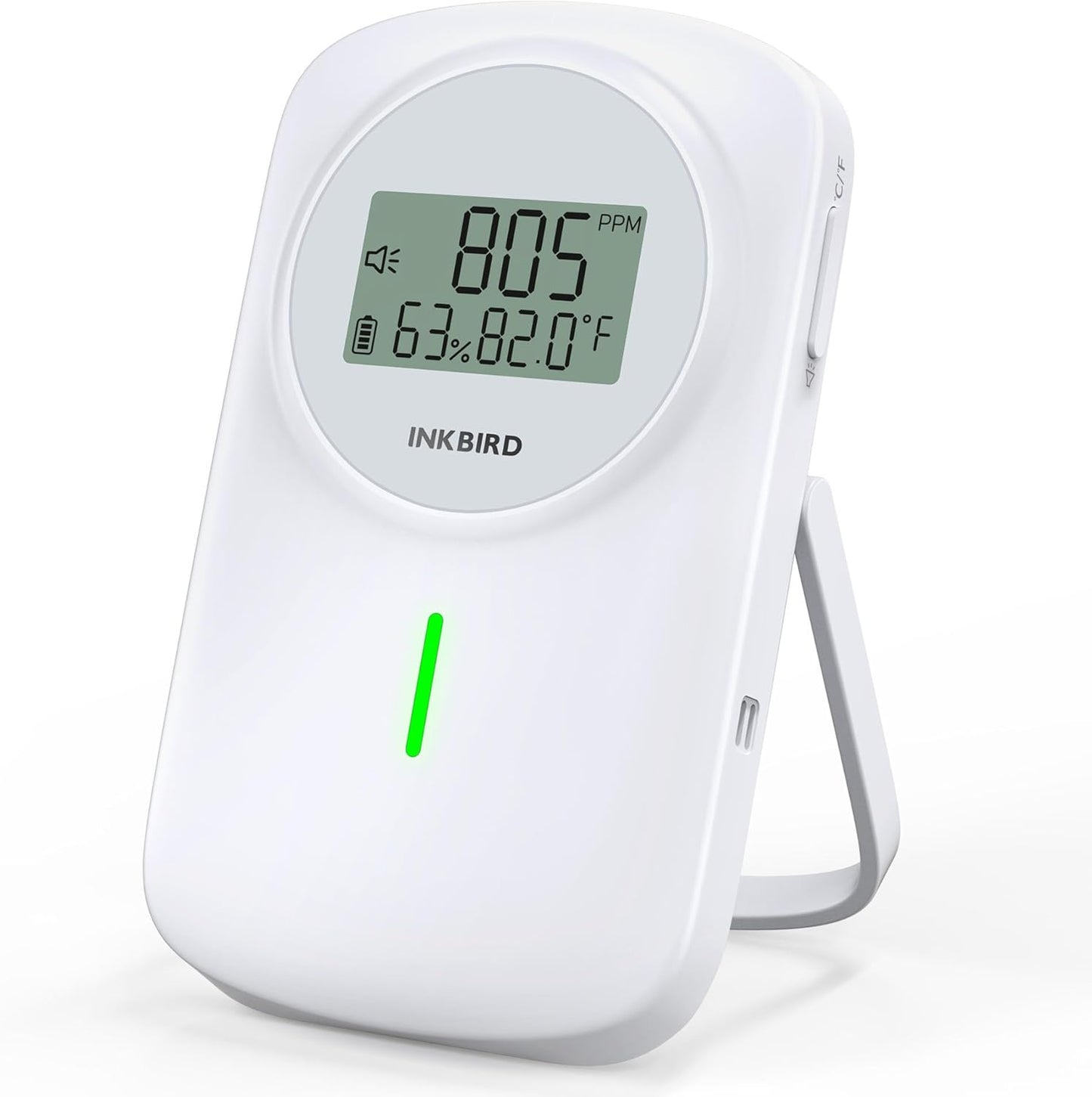 INKBIRD NDIR CO2 Detector Battery Powered | 3 in 1 CO2 Monitor Meter | Carbon Dioxide & Temperature & Humidity Air Quality Monitor Indoor | Dual Alarm System | for Home, Office, RV, Grow Tent (IAM-O2)