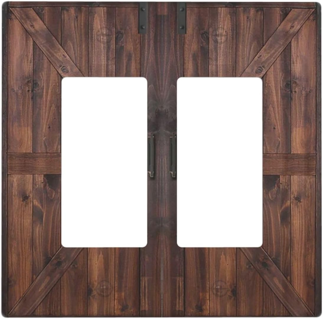 Decorative Outlet Covers Vintage Brown Farmhouse Barn Door 2 Gang Light Switch Cover Plate Double Rocker Wall Plates for Electrical Outlets Switch Plate Covers for Bedroom Home Decor