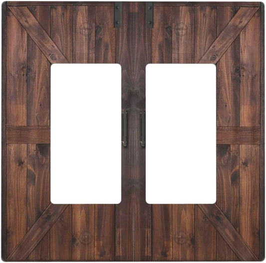 Decorative Outlet Covers Vintage Brown Farmhouse Barn Door 2 Gang Light Switch Cover Plate Double Rocker Wall Plates for Electrical Outlets Switch Plate Covers for Bedroom Home Decor