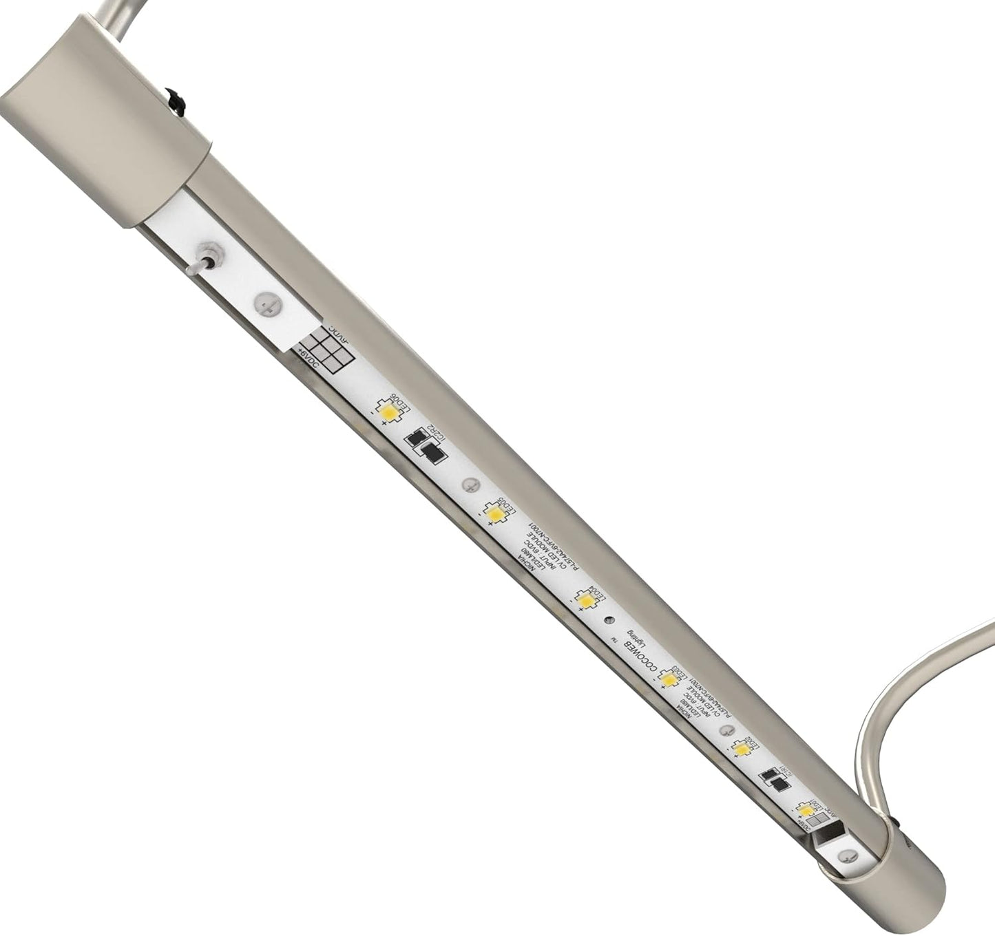 Cocoweb 12 Inch Tru-Slim Satin Nickel Picture Light - LED, 2700K, Adjustable Arm, Plug-in, Toggle Switch, Sleek and Compact Design