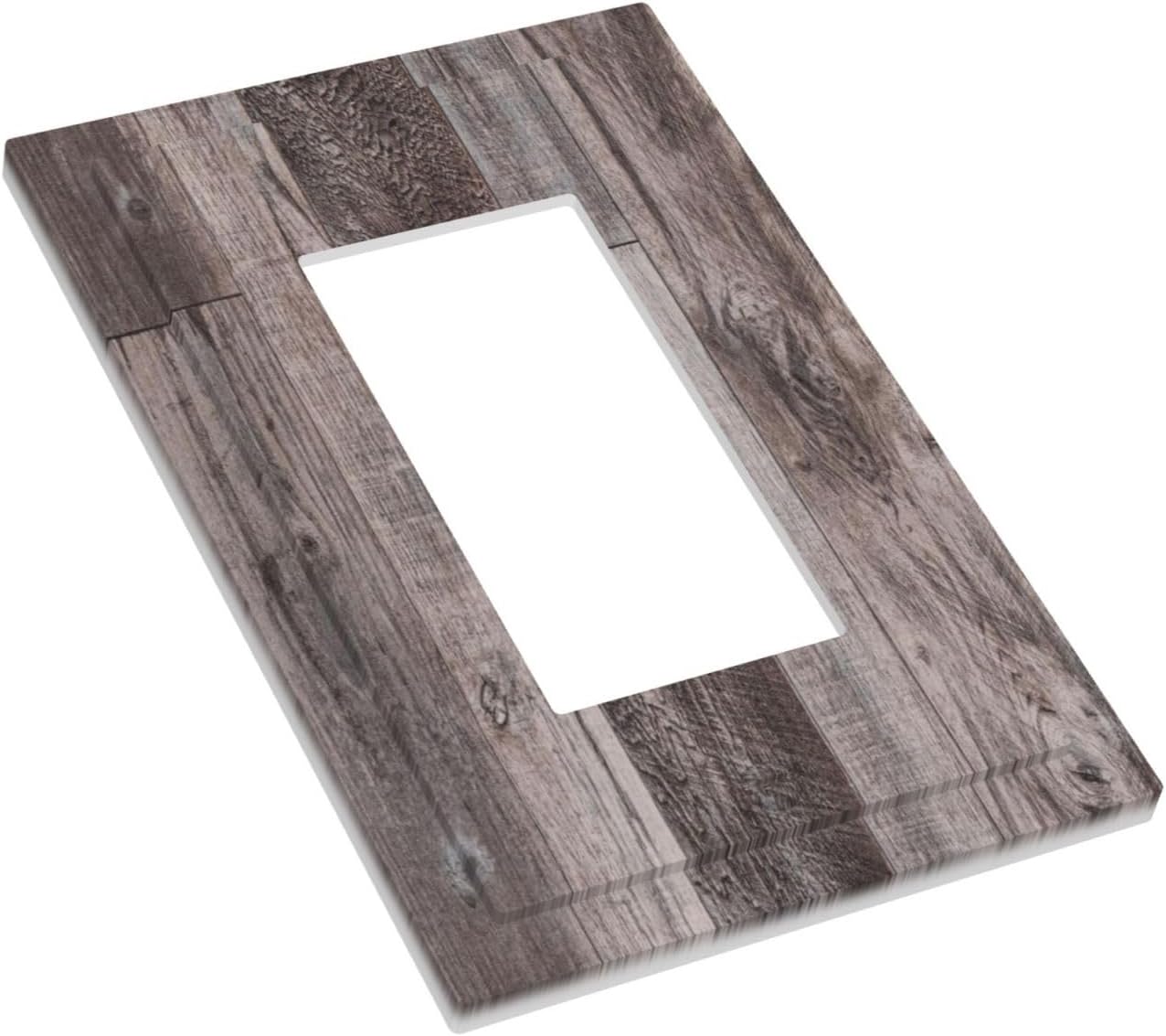 Decorative Outlet Covers Rustic Dark Grey Wood Retro Country Wooden 1 Gang Single Rocker Light Switch Cover Plate Wall Plates GFCI Faceplate for Farmhouse Cabin Decor