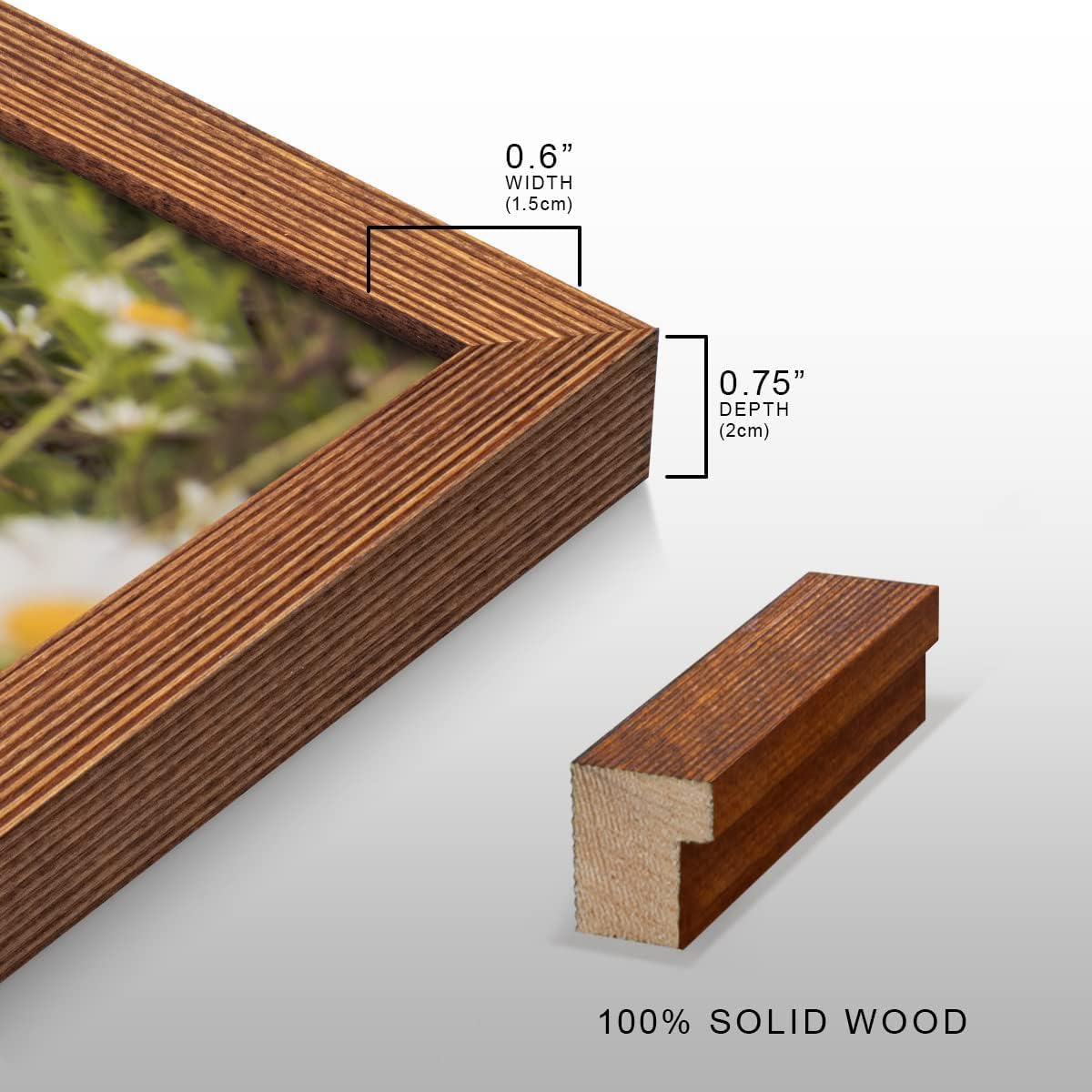 Renditions Gallery Set of 4, 8X10 Custom Photo Prints with Real Wood Picture Frames. Create Personalized Photos with Peel & Stick Photo Frames. Brown Frame