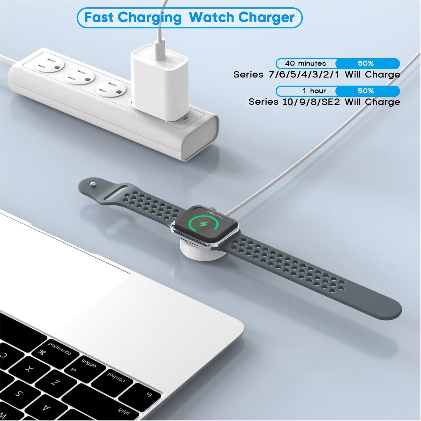 Fast Charging for Apple Watch Charger,2Pack PD USB C Fast iWatch Charger Block with 6FT Magnetic Wireless Cable for iWatch Charging Compatible with Apple Watch Series 11/10/9/8/7/6/SE2/5/4/3/2/1/Ultra
