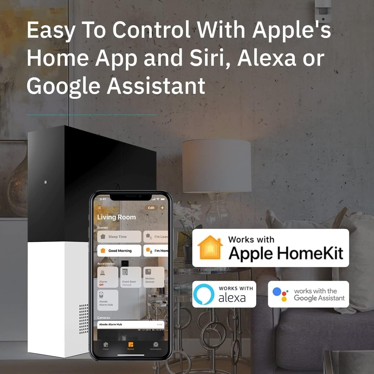 Abode 8 Piece Wireless Smart Security System - Works with Apple HomeKit, Z-Wave and Zigbee Devices - Expandable to Protect Your Whole Home - Easy DIY Installation - Optional Professional Monitoring