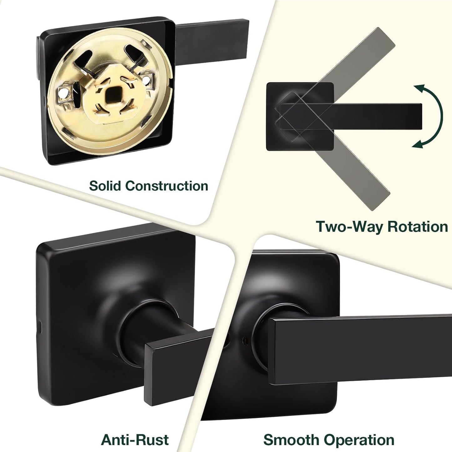 GOBEKOR 4 Pack Passage Door Levers,Matte Black Interior Door Handles