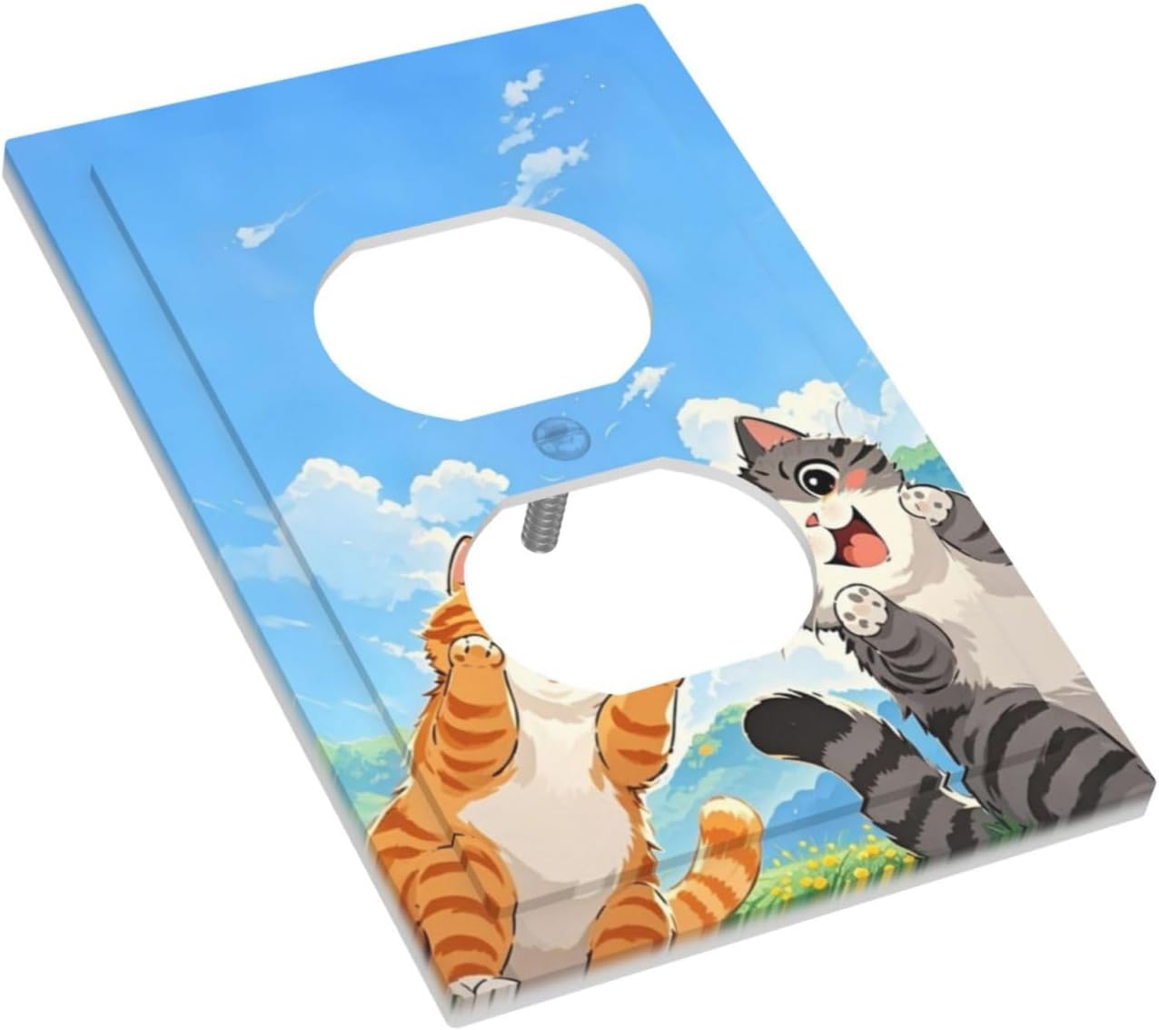 Outlet Covers Orange Gray Cute Cat Sky Cloud Cat S Paw 1 Gang Duplex Light Switch Cover Decorative Switch Plates Electrical Receptacle Faceplate Wall Plate For Kids Room Nursery Decor