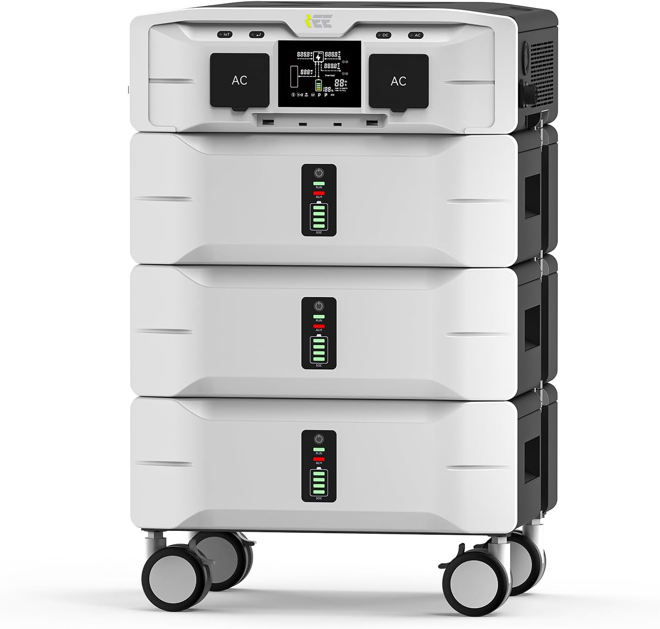 IEE 7680Wh Power Station with 5000W Output, 120V/240V Dual Voltage, Expandable Home Backup with Transfer Switch Ready & App Control