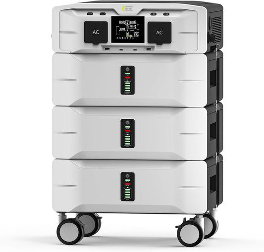 IEE 7680Wh Portable Power Station, 120/240V 5000W AC Output, Lifepo4 Home Battery Backup Expandable to 10kWh, Solar Generator for Home Use, Emergency, Camping, RV