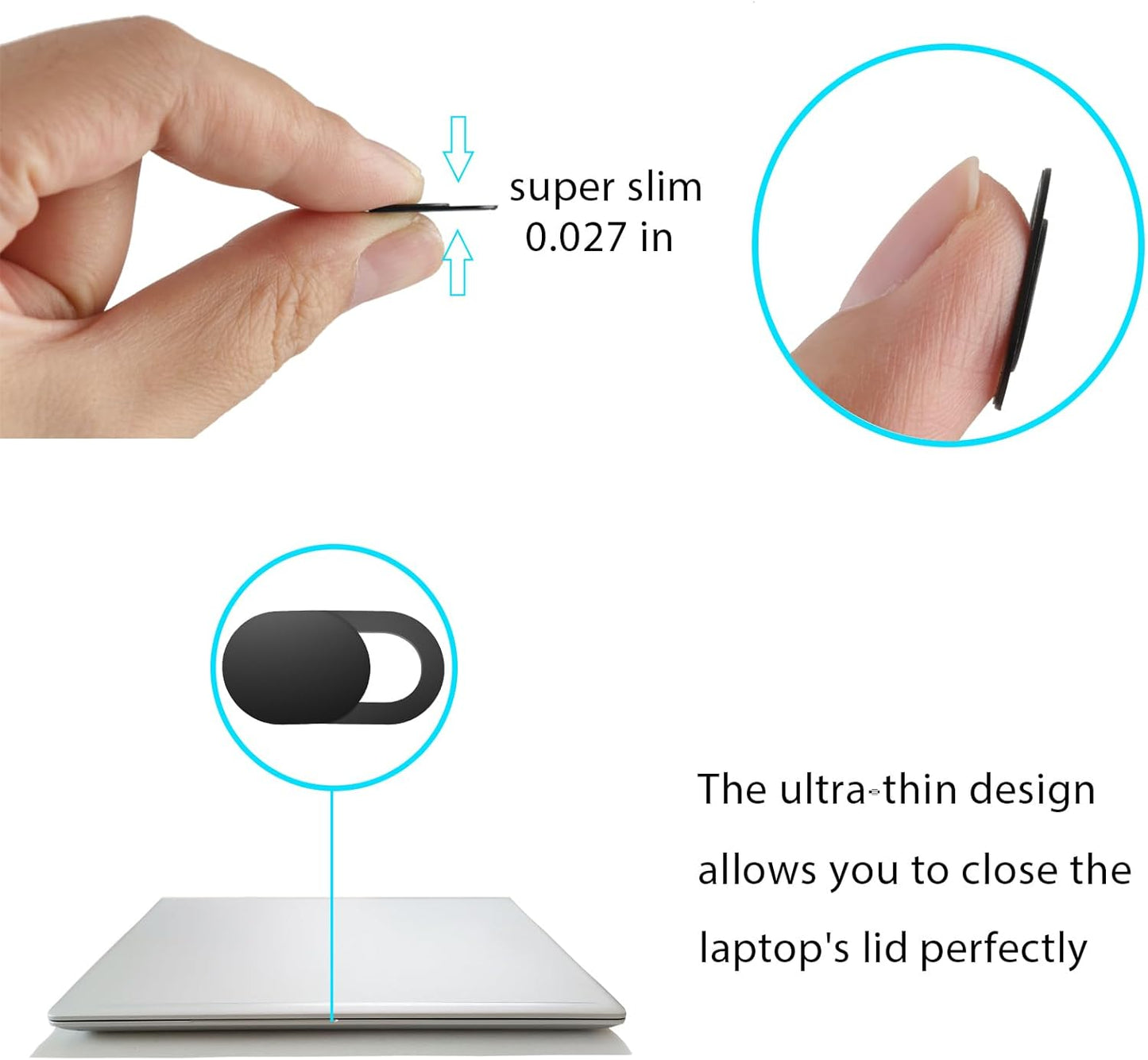 Laptop Camera Cover Slide, Camera Cover Slide, 6 Pack Ultra Thin Webcam Cover Slide for Laptop, Tablet, Desktop, PC, Smartphone, Protect Your Privacy and Security(Black)